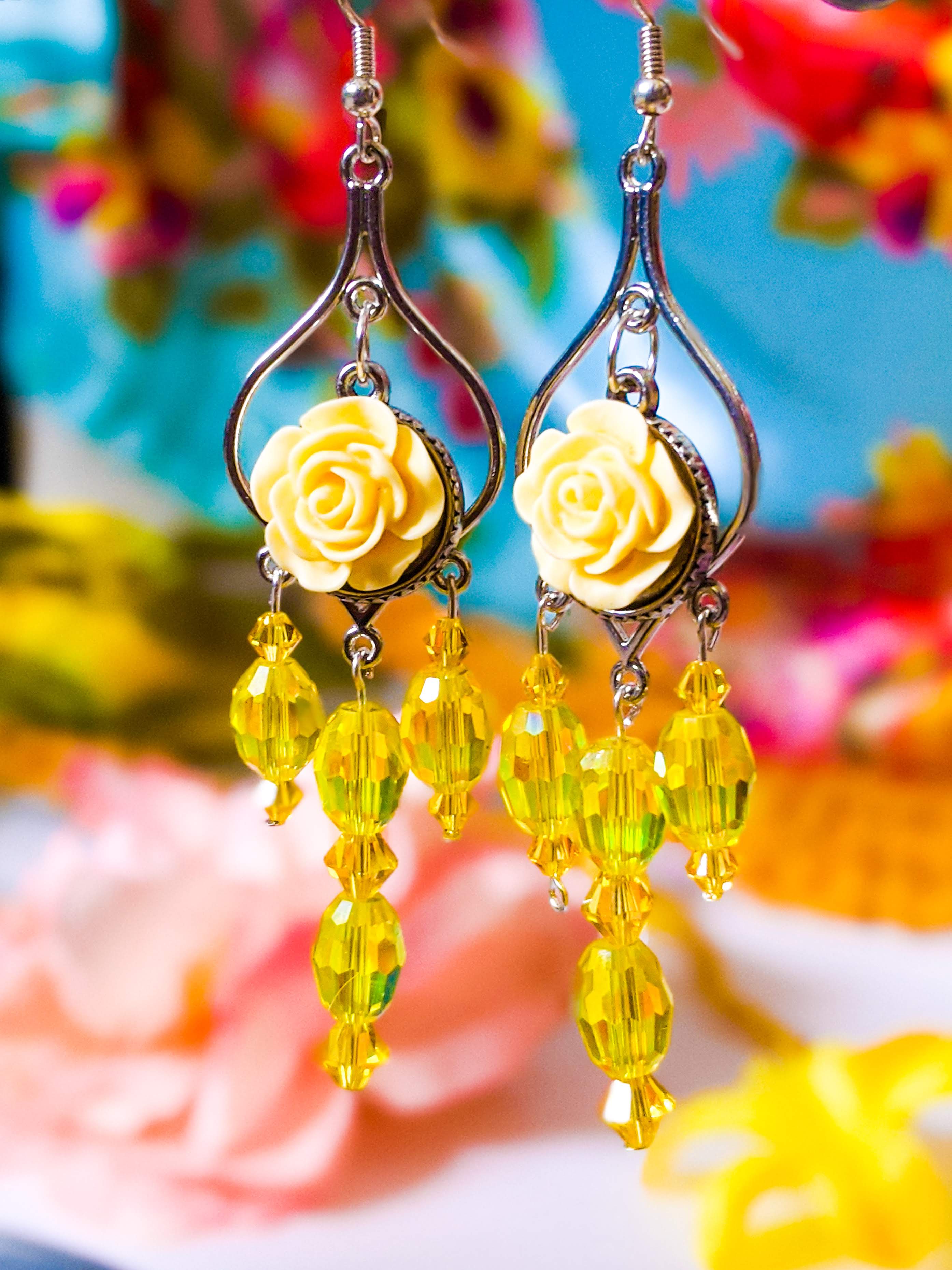 Butterfly Drop Earrings in 14k Yellow Gold